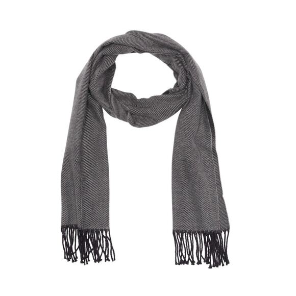 Stewart of Scotland Gray Herringbone Fringe Scarf NWT - Picture 1 of 4